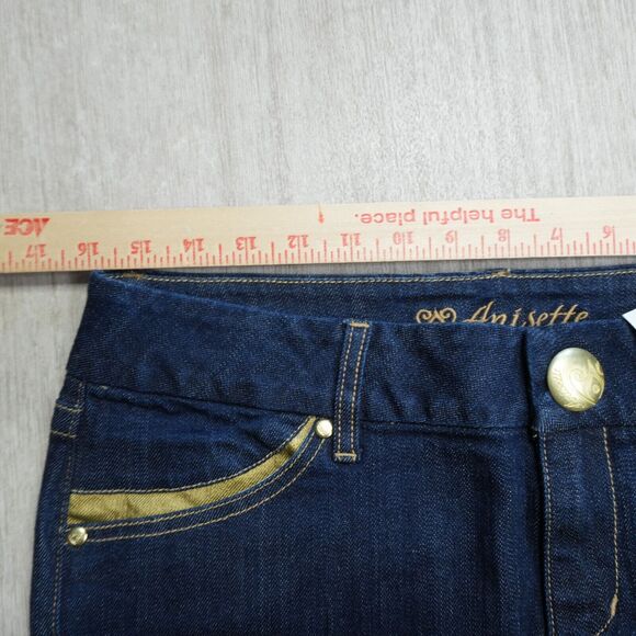 Anisette Denim Jean Mini Skirt NEW Y2K Flap Pockets Snap Button 32" Stretch - Picture 5 of 6